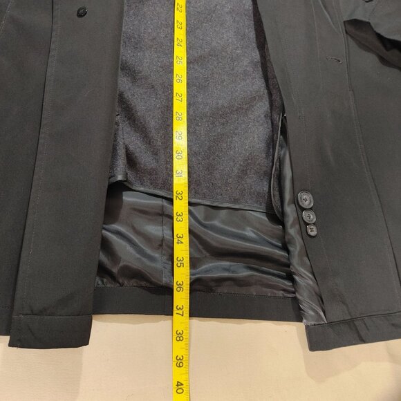Calvin Klein Rain Jacket Overcoat Size 48R Mens Button Up Black Removable Liner - Picture 7 of 14
